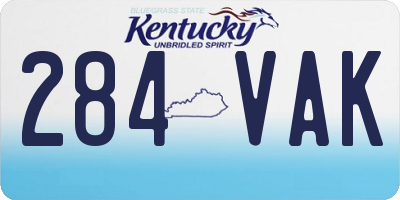 KY license plate 284VAK