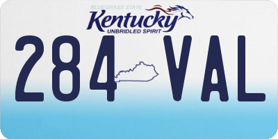KY license plate 284VAL