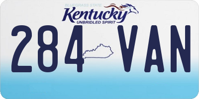 KY license plate 284VAN