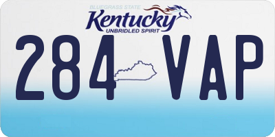 KY license plate 284VAP