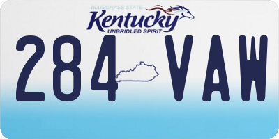KY license plate 284VAW