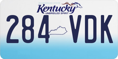 KY license plate 284VDK
