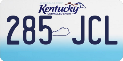 KY license plate 285JCL