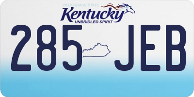 KY license plate 285JEB