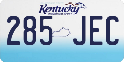 KY license plate 285JEC
