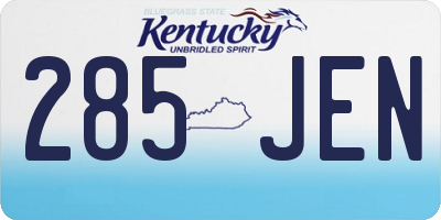 KY license plate 285JEN
