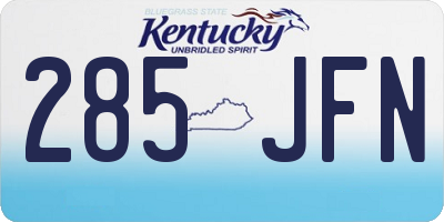 KY license plate 285JFN