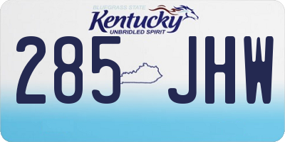 KY license plate 285JHW