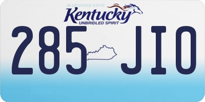 KY license plate 285JIO