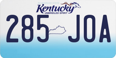 KY license plate 285JOA