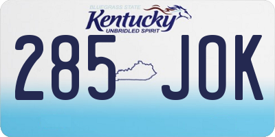 KY license plate 285JOK