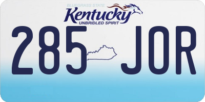KY license plate 285JOR