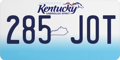 KY license plate 285JOT