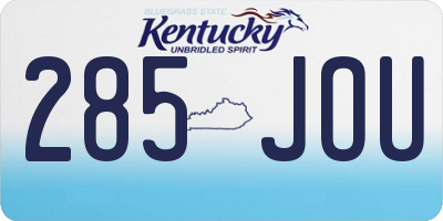 KY license plate 285JOU