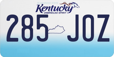 KY license plate 285JOZ