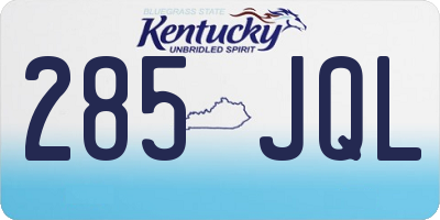 KY license plate 285JQL