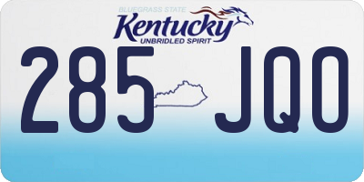 KY license plate 285JQO