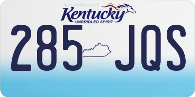KY license plate 285JQS