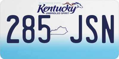KY license plate 285JSN