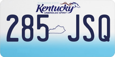 KY license plate 285JSQ