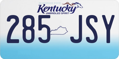 KY license plate 285JSY