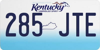 KY license plate 285JTE