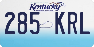 KY license plate 285KRL