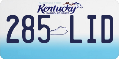 KY license plate 285LID