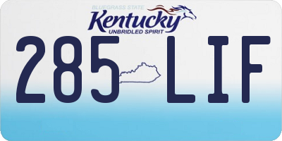 KY license plate 285LIF