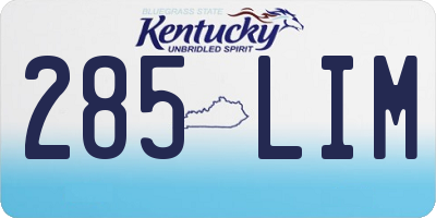 KY license plate 285LIM