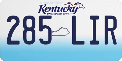 KY license plate 285LIR