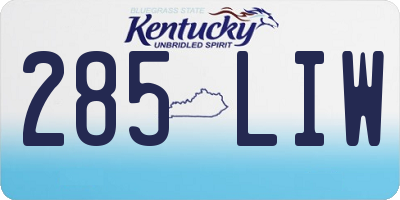 KY license plate 285LIW