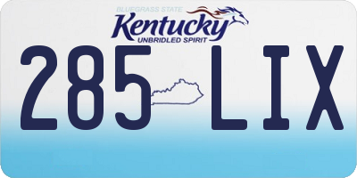 KY license plate 285LIX