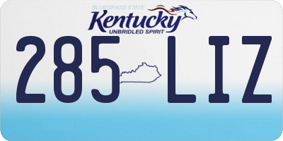 KY license plate 285LIZ