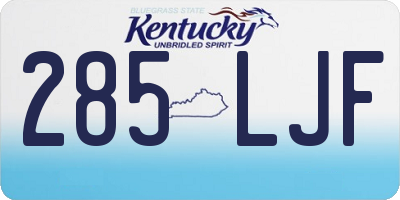 KY license plate 285LJF