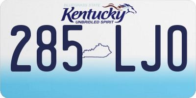 KY license plate 285LJO