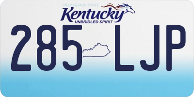 KY license plate 285LJP