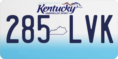 KY license plate 285LVK