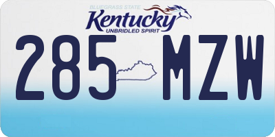 KY license plate 285MZW