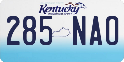 KY license plate 285NAO