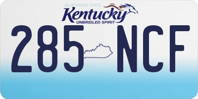 KY license plate 285NCF