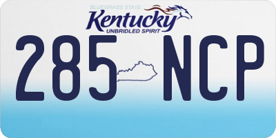 KY license plate 285NCP