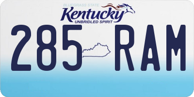 KY license plate 285RAM