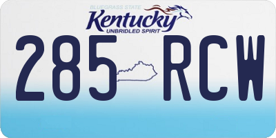 KY license plate 285RCW