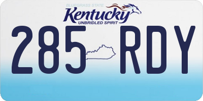 KY license plate 285RDY
