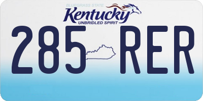 KY license plate 285RER