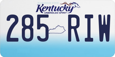 KY license plate 285RIW