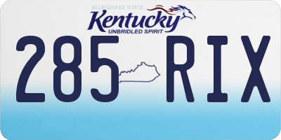 KY license plate 285RIX