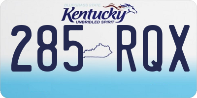 KY license plate 285RQX