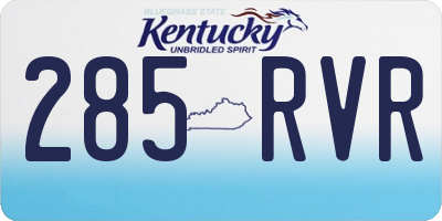 KY license plate 285RVR